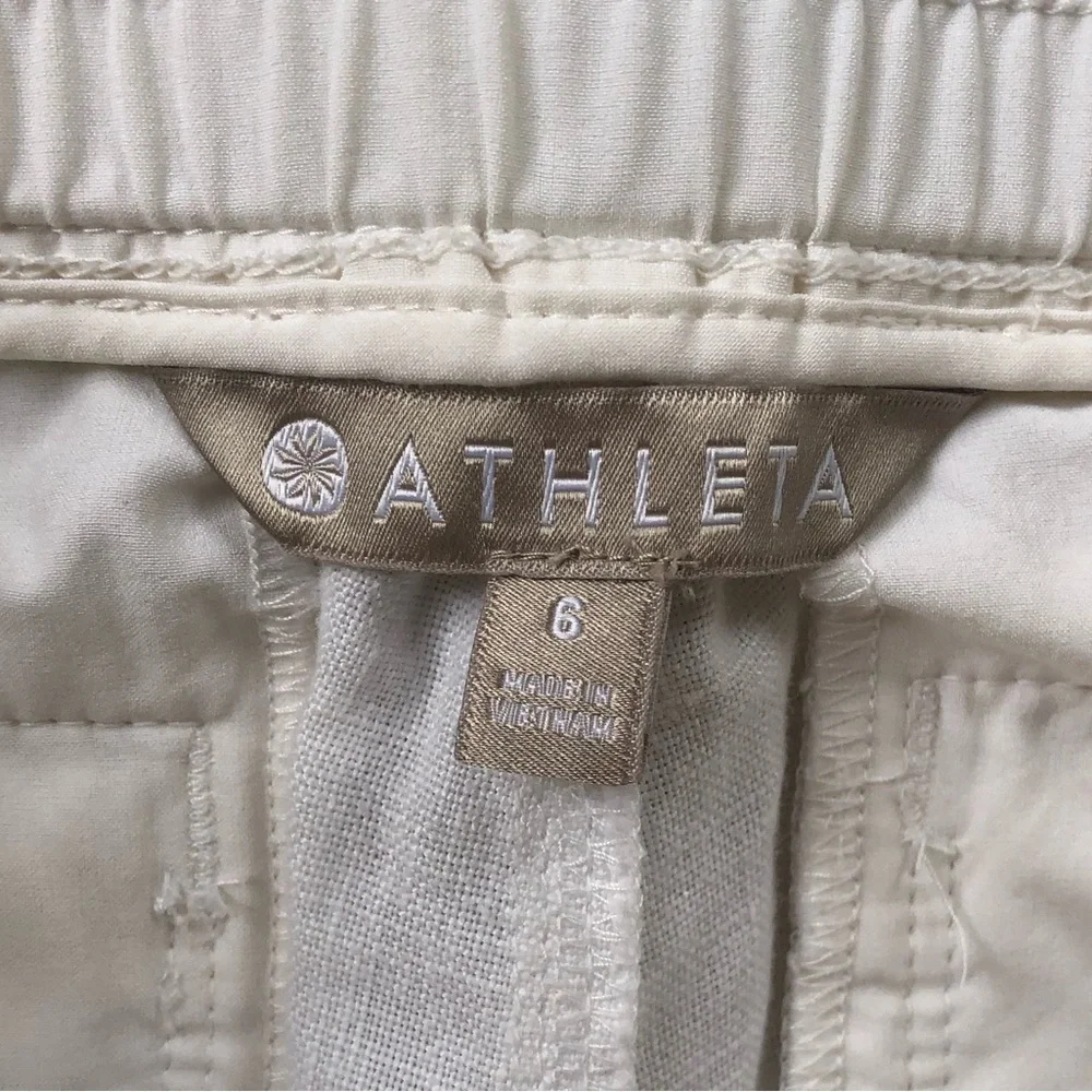 Athleta Bali Cropped Wide Leg White Linen Pants Size 6 - Picture 7 of 8